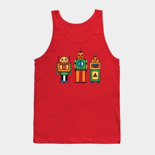 Three Retro Robot Friends Tank Top